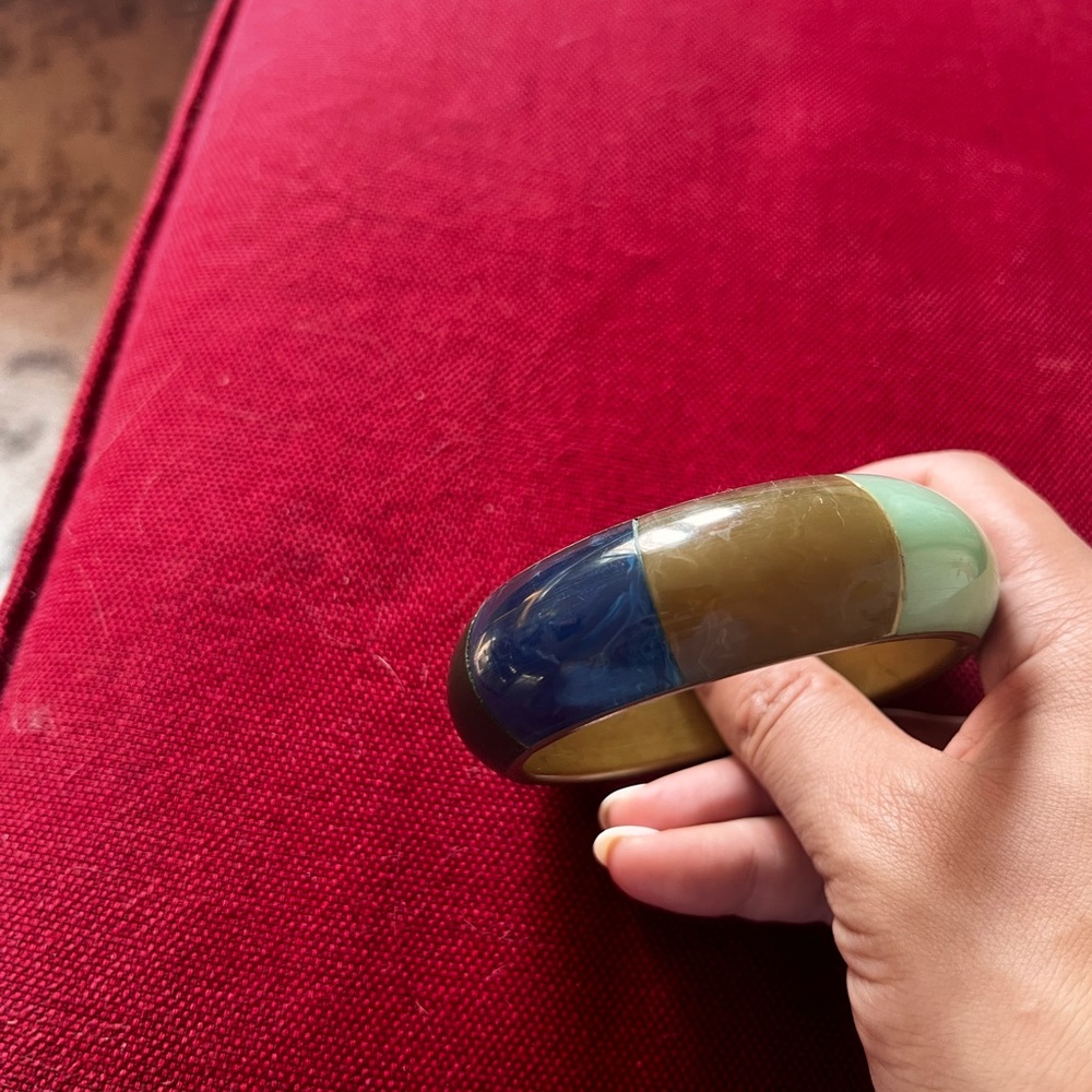 Multicolor Enamel Bangle Bracelet - Picture 7 of 9
